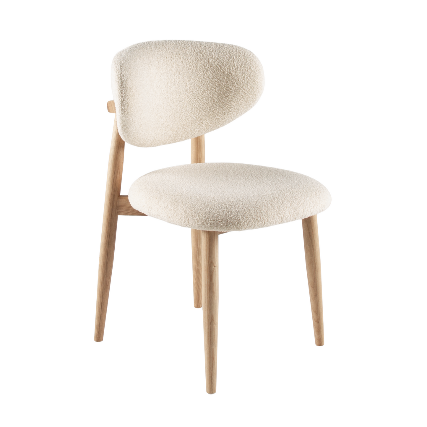 G. Chair Wood - White Bouclé