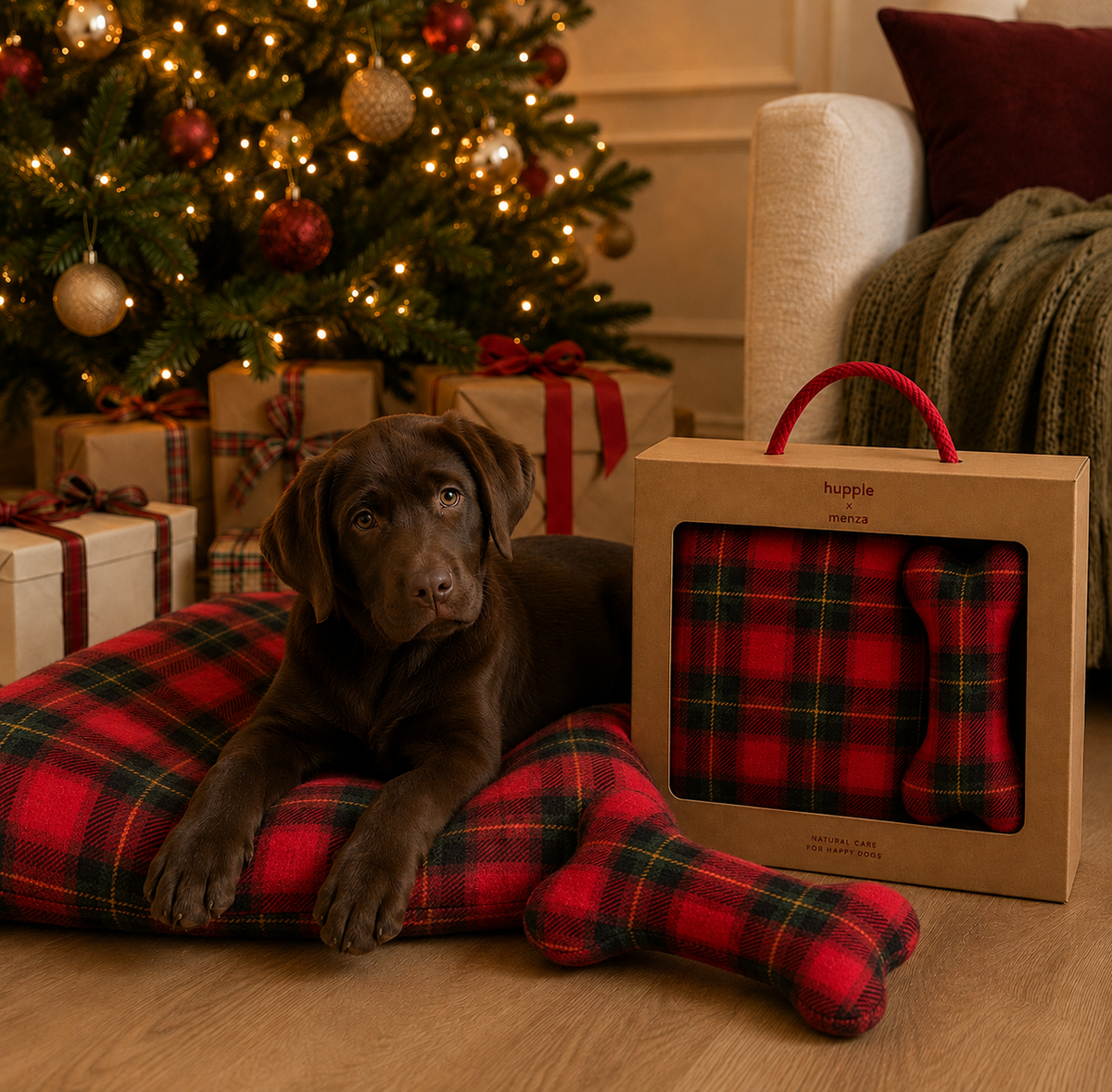 HP Pet Plaid 100x70 + Bone X-Mass Edition - Giftbox