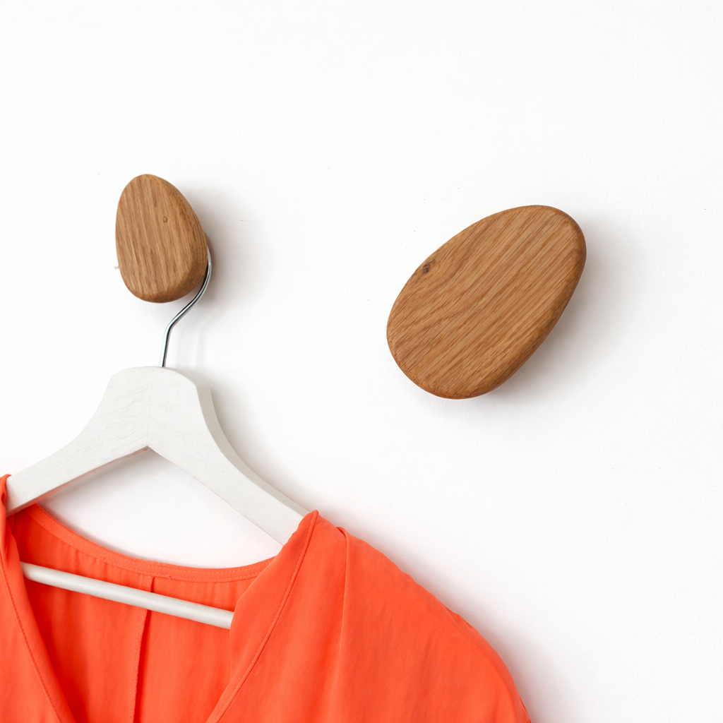 Clothing Wall Hook - Natural Oak Set/2 Ø7 - Ø9.5