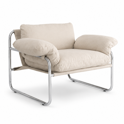Rene 1-seat Chrome Chenille Light Beige