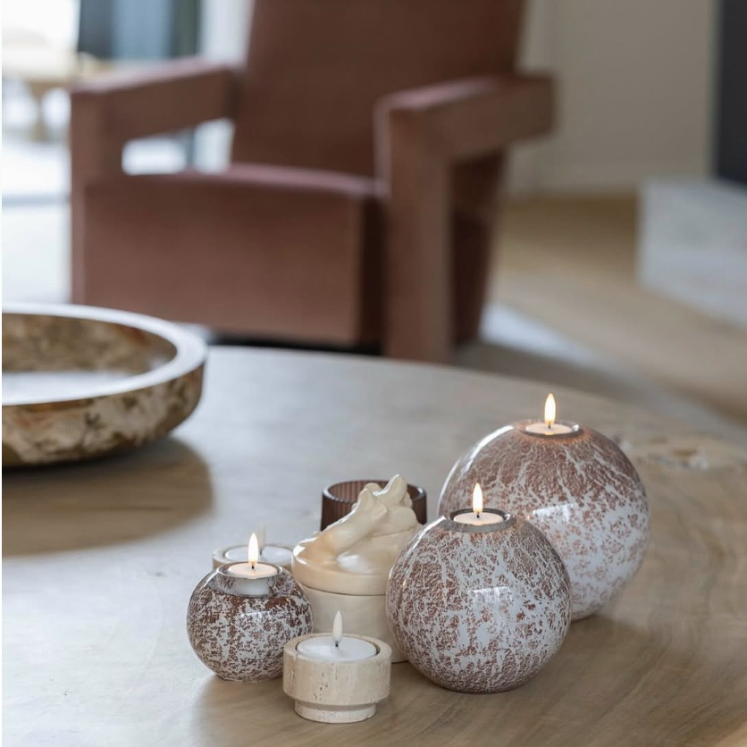 Ixelles Bol Candleholder L Ø18 - White Brick