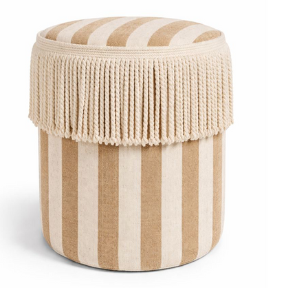 VDK Pouffe Cylinder Ø40x45cmH Stripe Beige TSL Wh