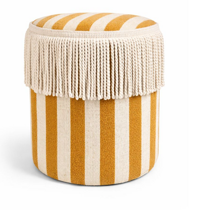 VDK Pouffe Cylinder Ø40x45cmH Stripe Yellow TSL Wh