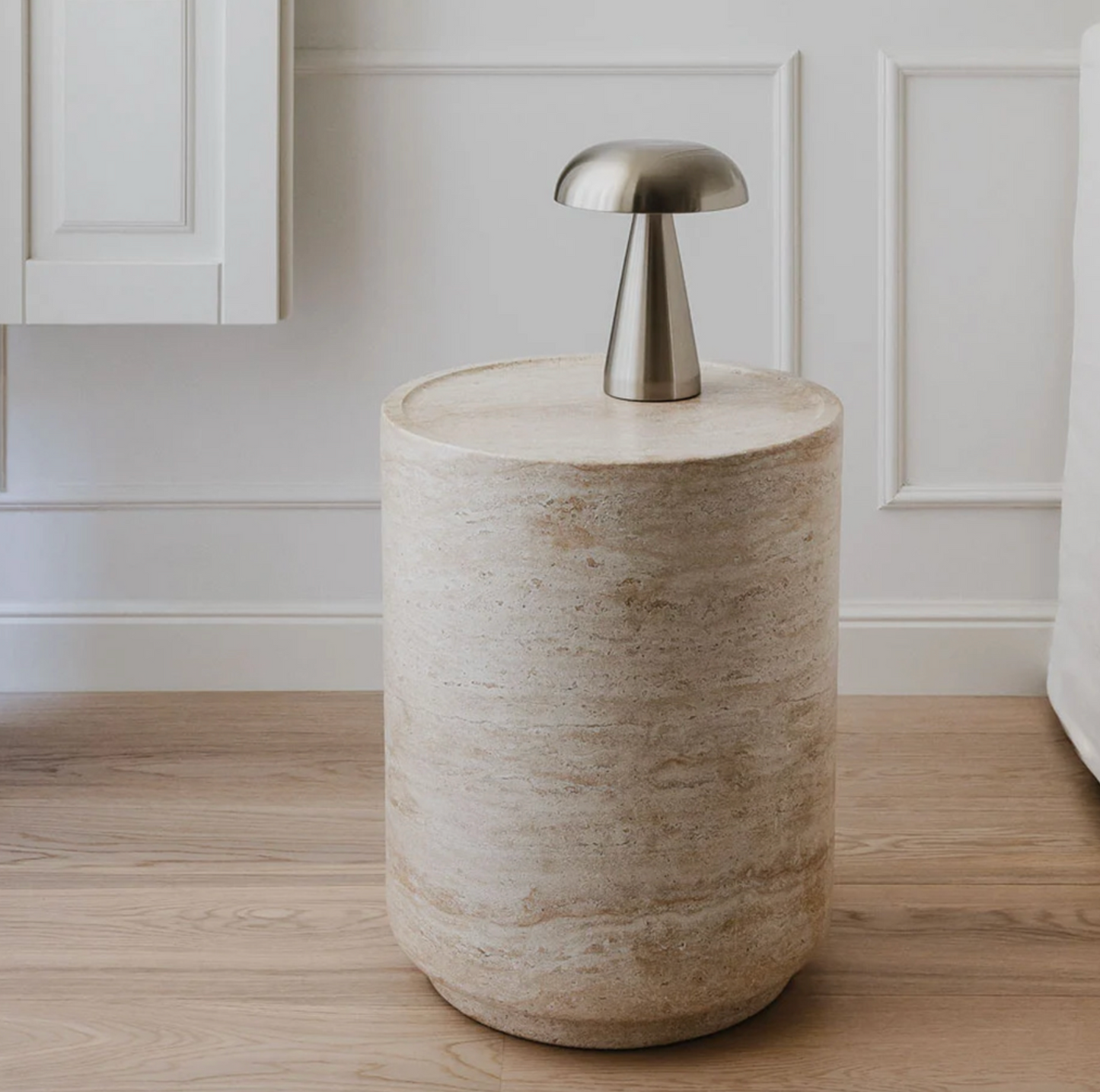 Darwin Cemento Travertin Side Table Ø35