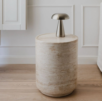 Darwin Cemento Travertin Side Table Ø35