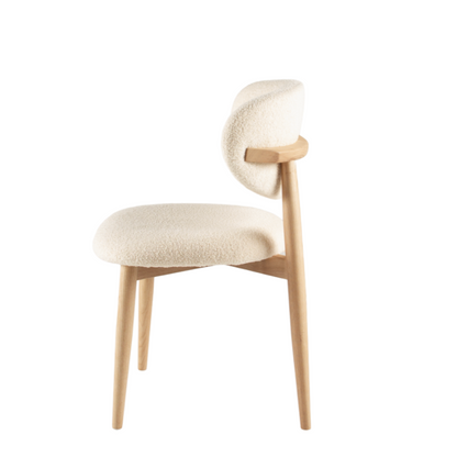 G. Chair Wood - White Bouclé