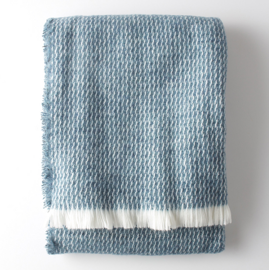 Curl Merino Wool Plaid Turquoise 140x180