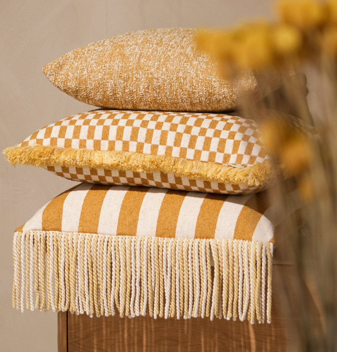 VDK Rivièra Damier Cushion FRZL Yellow 60x60 - SALES -50%
