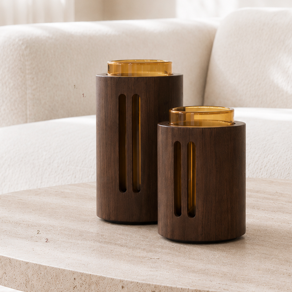 VDK Vase Wood Big Wallnut Brown H30