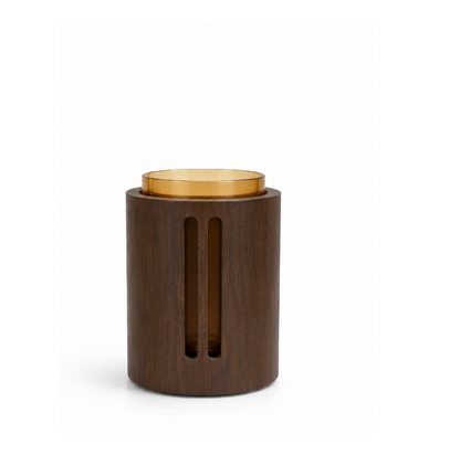 VDK Vase Wood Sm Wallnut Brown H20