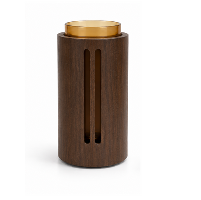VDK Vase Wood Big Wallnut Brown H30