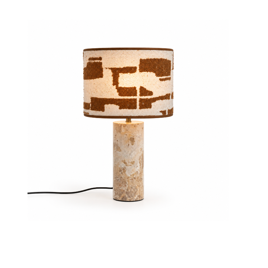 VDK Meridien Table Lamp Marble + Shade Woven Earth