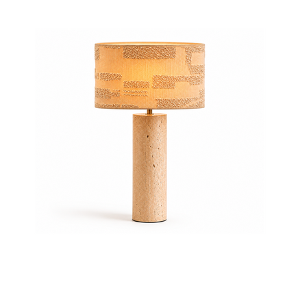 VDK Tivoli Table Lamp Travertine + Shade Woven Earth
