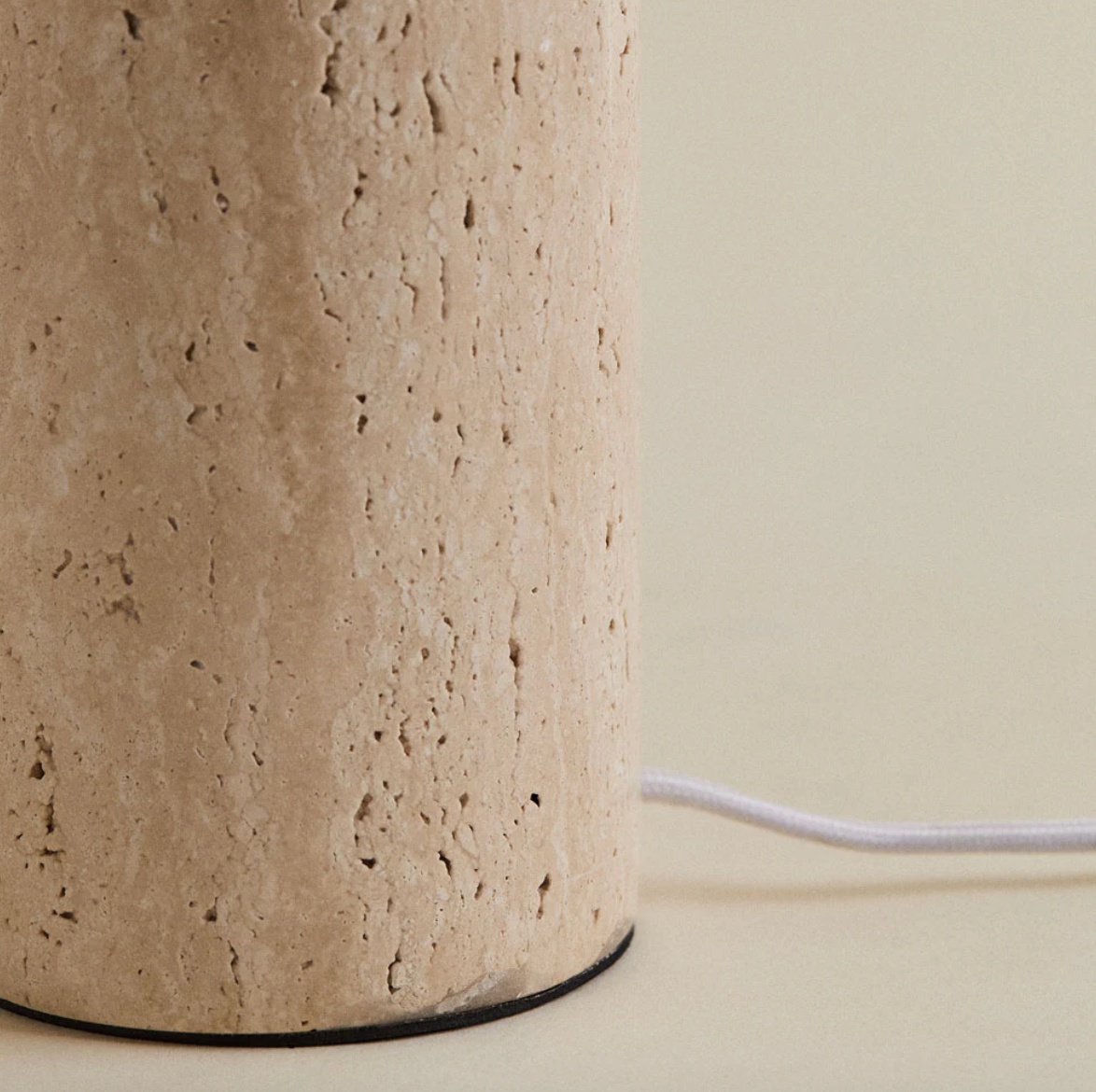 VDK Tivoli Table Lamp Travertine + Shade Woven Earth