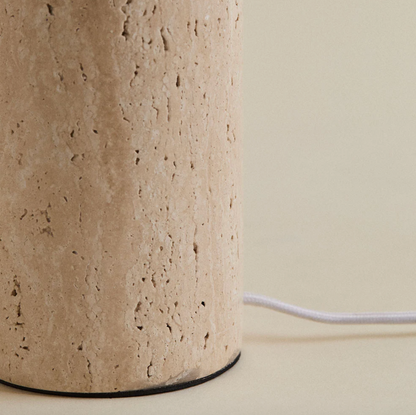 VDK Tivoli Table Lamp Travertine + Shade Woven Earth