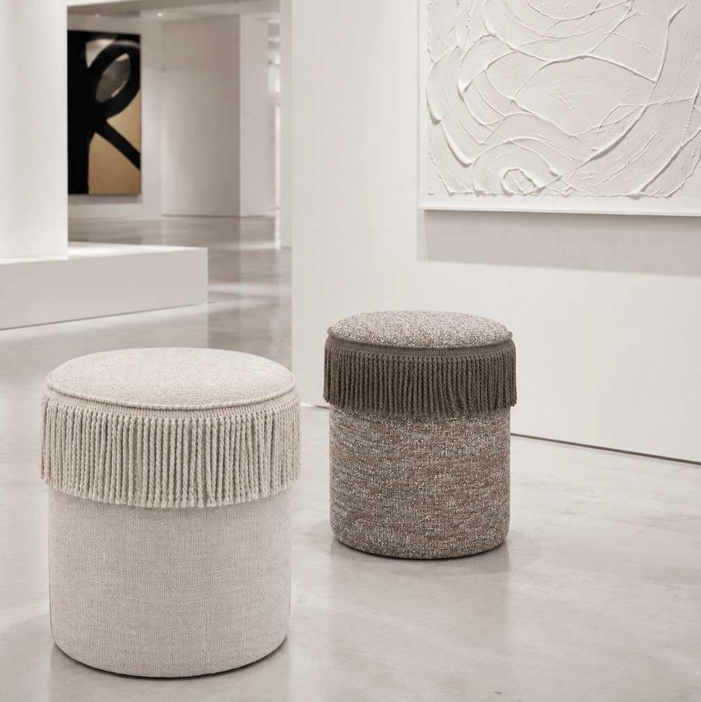 VDK Pouffe Cylinder Ø40x45cmH Montaigne Beige TSL Wh