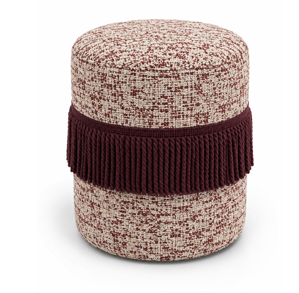 VDK Cylinder Pouffe Montaigne Cushion Brick Red Mid Tsl Aubergine