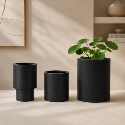 VDK Black Wood Pot Cylinder 18
